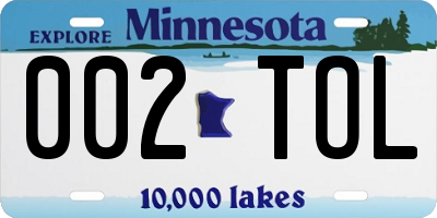 MN license plate 002TOL