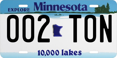MN license plate 002TON