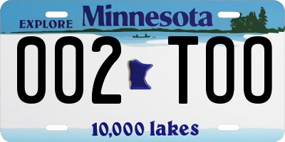 MN license plate 002TOO
