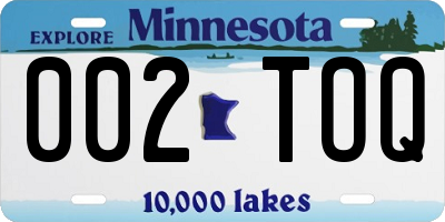 MN license plate 002TOQ