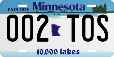 MN license plate 002TOS