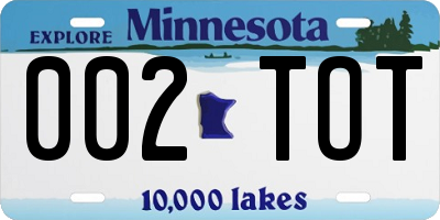 MN license plate 002TOT
