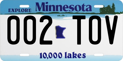 MN license plate 002TOV