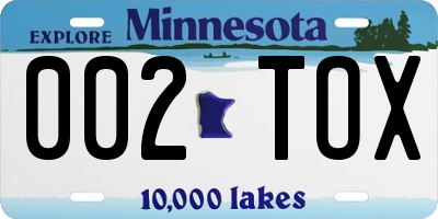 MN license plate 002TOX