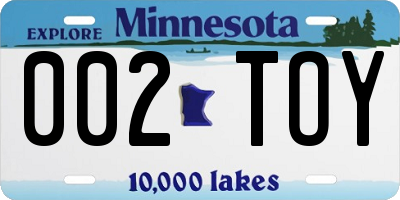 MN license plate 002TOY