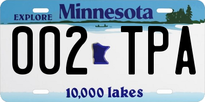 MN license plate 002TPA
