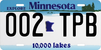 MN license plate 002TPB