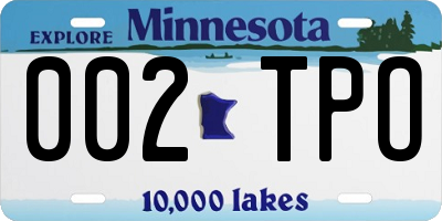MN license plate 002TPO