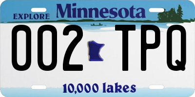 MN license plate 002TPQ