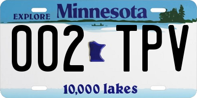 MN license plate 002TPV