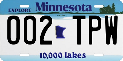 MN license plate 002TPW