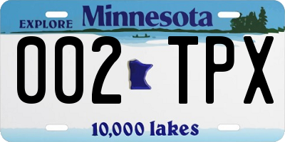 MN license plate 002TPX
