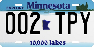 MN license plate 002TPY