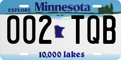 MN license plate 002TQB