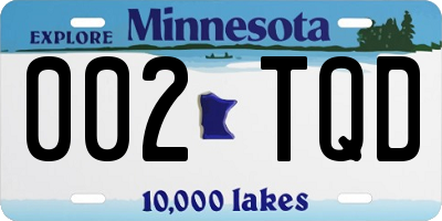 MN license plate 002TQD