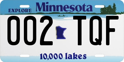 MN license plate 002TQF