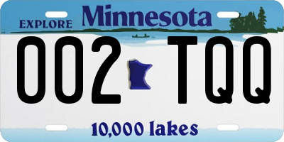 MN license plate 002TQQ