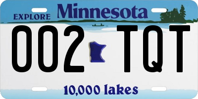 MN license plate 002TQT