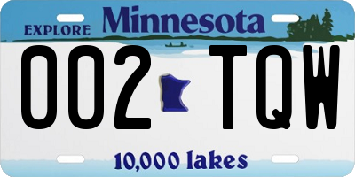 MN license plate 002TQW