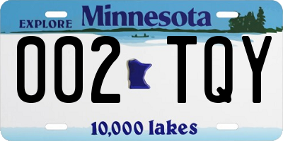 MN license plate 002TQY