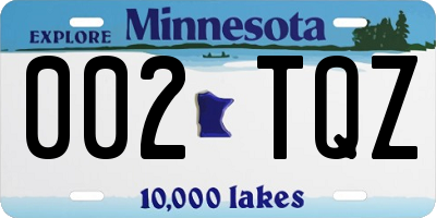 MN license plate 002TQZ