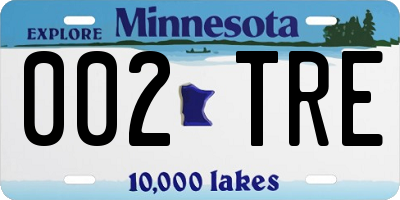 MN license plate 002TRE