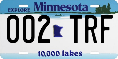 MN license plate 002TRF