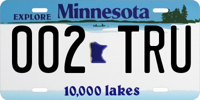 MN license plate 002TRU