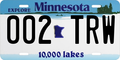 MN license plate 002TRW