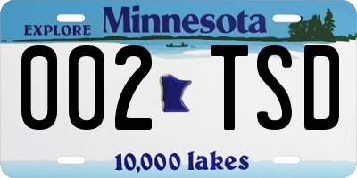 MN license plate 002TSD