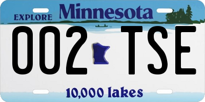 MN license plate 002TSE