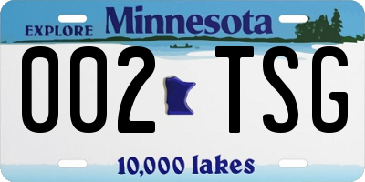 MN license plate 002TSG