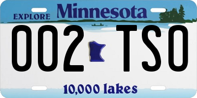 MN license plate 002TSO