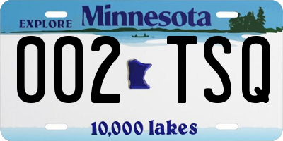 MN license plate 002TSQ