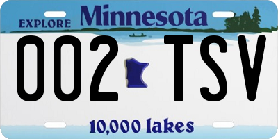 MN license plate 002TSV