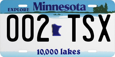 MN license plate 002TSX