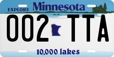 MN license plate 002TTA