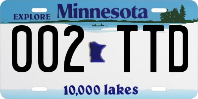 MN license plate 002TTD