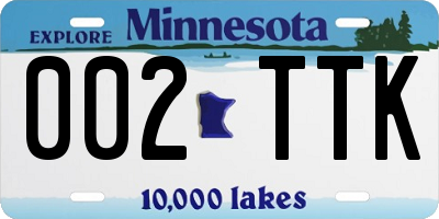 MN license plate 002TTK