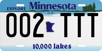MN license plate 002TTT