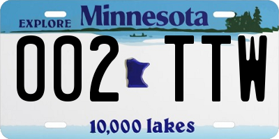 MN license plate 002TTW