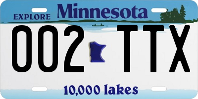 MN license plate 002TTX