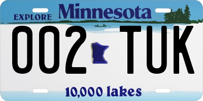 MN license plate 002TUK
