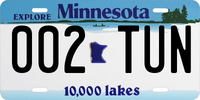 MN license plate 002TUN