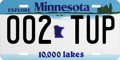 MN license plate 002TUP