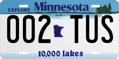 MN license plate 002TUS