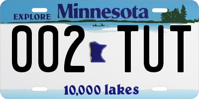 MN license plate 002TUT