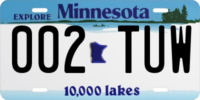 MN license plate 002TUW
