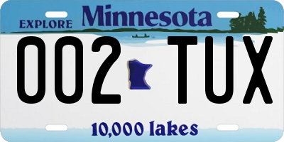 MN license plate 002TUX