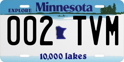 MN license plate 002TVM